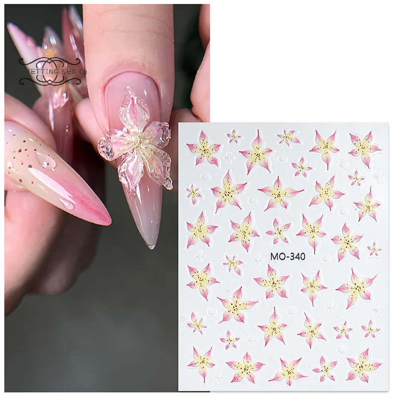 Lily Flower Shape Nail Sticker Enhancement Adhesive Stereoscopic Decoration DIY Accessory Nail Enthusiasts