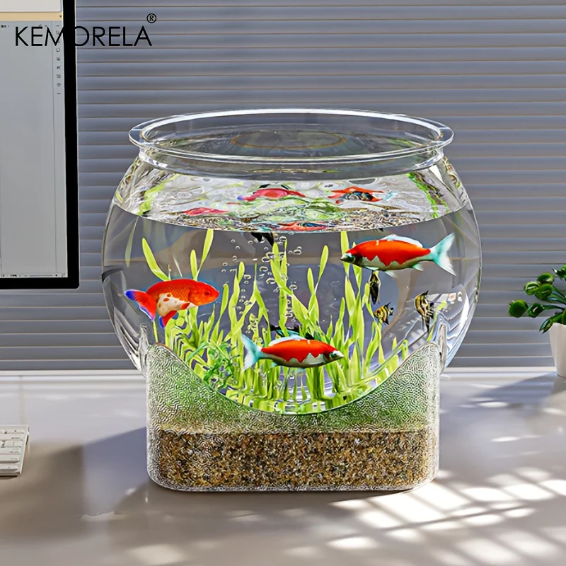 1PCS round High-Transparency Goldfish Tank Shatterproof Scratch-Resistant Small Desktop Hydroponic Fish Bowl for Office And Home