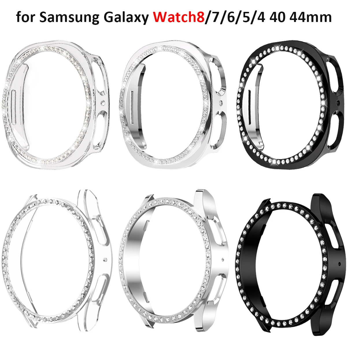 Diamond Case für Samsung Galaxy Wacth8 40 mm 44 mm Schutzhülle PC ausgehöhlter Schutz für Galaxy Wacth 7 6 5 4 Stoßstangenabdeckung