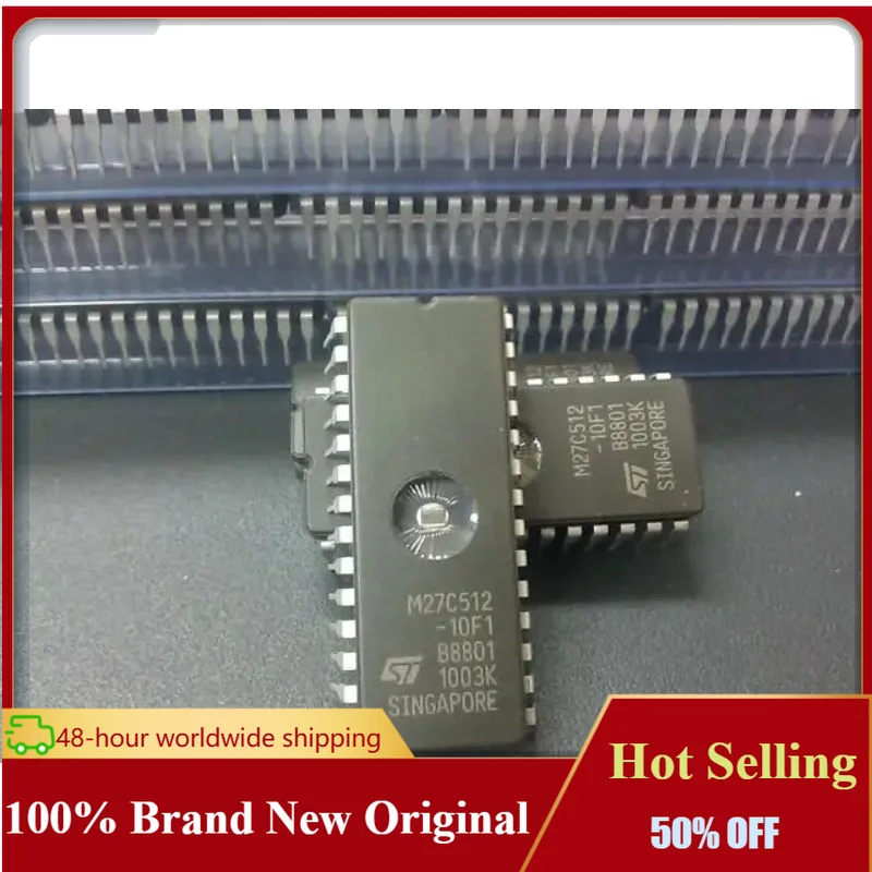 5PCS  M27C512-10F1 M27C512 DIP-28 IC EPROM UV 512KBIT 120NS best quality Repair ICs Chips