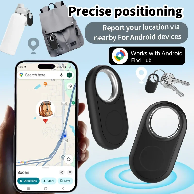 4-PACK Far Away Positioning Locator Work with Google's Find Hub App Location Tracking Tag Pets Finder for Pixel Xiaomi Moto GMS image 5