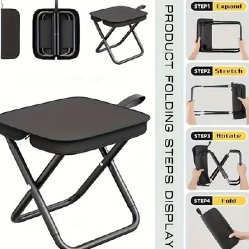 Portable Folding Stool Lightweight Camping Chair Foldable Seat for Fishing Hiking Travel Outdoor & Indoor Use