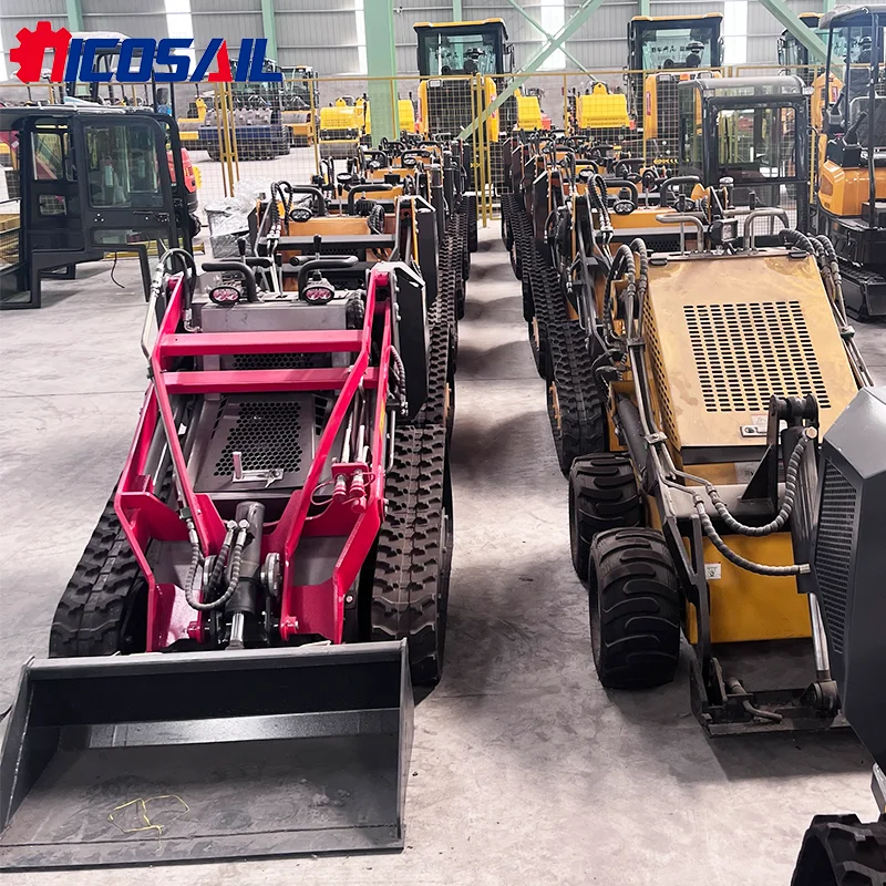 Minicargador de orugas compacto frontal sentado, minicargador de orugas de alta calidad con accesorios de minicargador opcionales