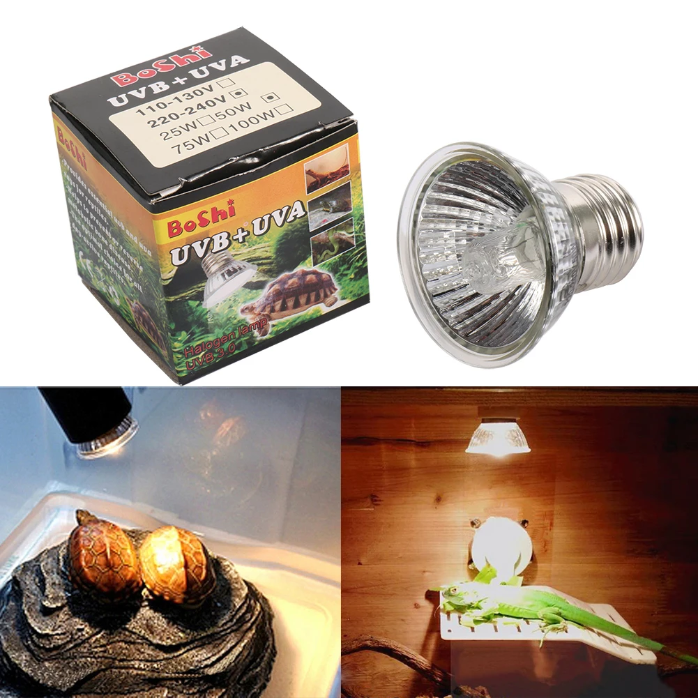 

25/50/75W Reptile Lamp Bulb Amphibians Lizards Turtle Basking UVA+UVB 3.0 Light Bulbs Heating Lamp Temperature Controller 1Pc