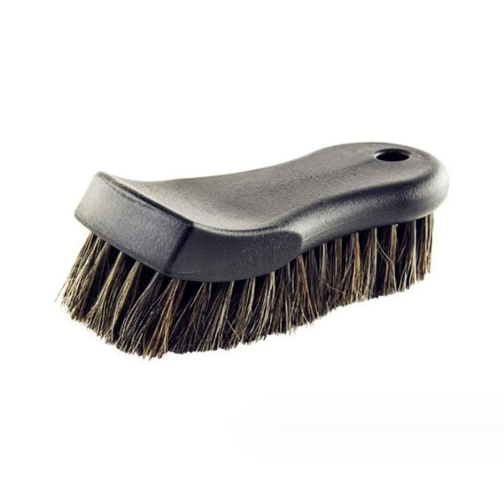 Genuine Horsehair Car Detailing Brush Gentle On Surfaces Ergonomic Handle Car Interior Brush Soft Bristles Non-Scratch Design