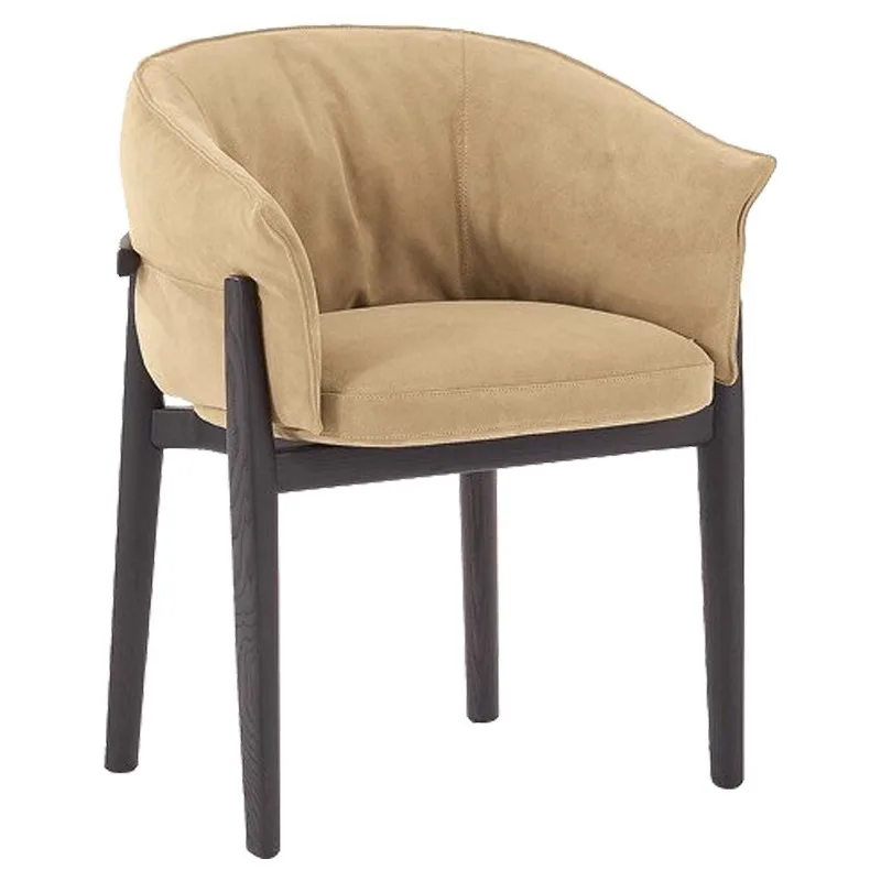 

leather dining chair, household ash solid wood, backrest chair, matte, fiber soft bag armrest