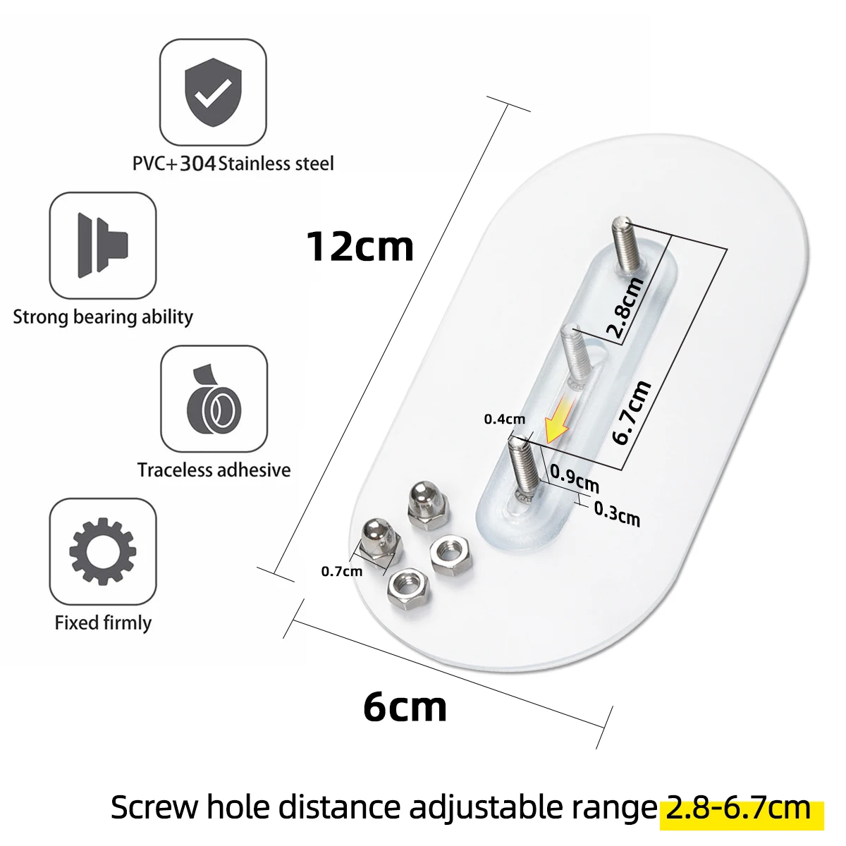 Strong double screw sticker screw adjustable non-punching waterproof kitchen screw hook bathroom accessories