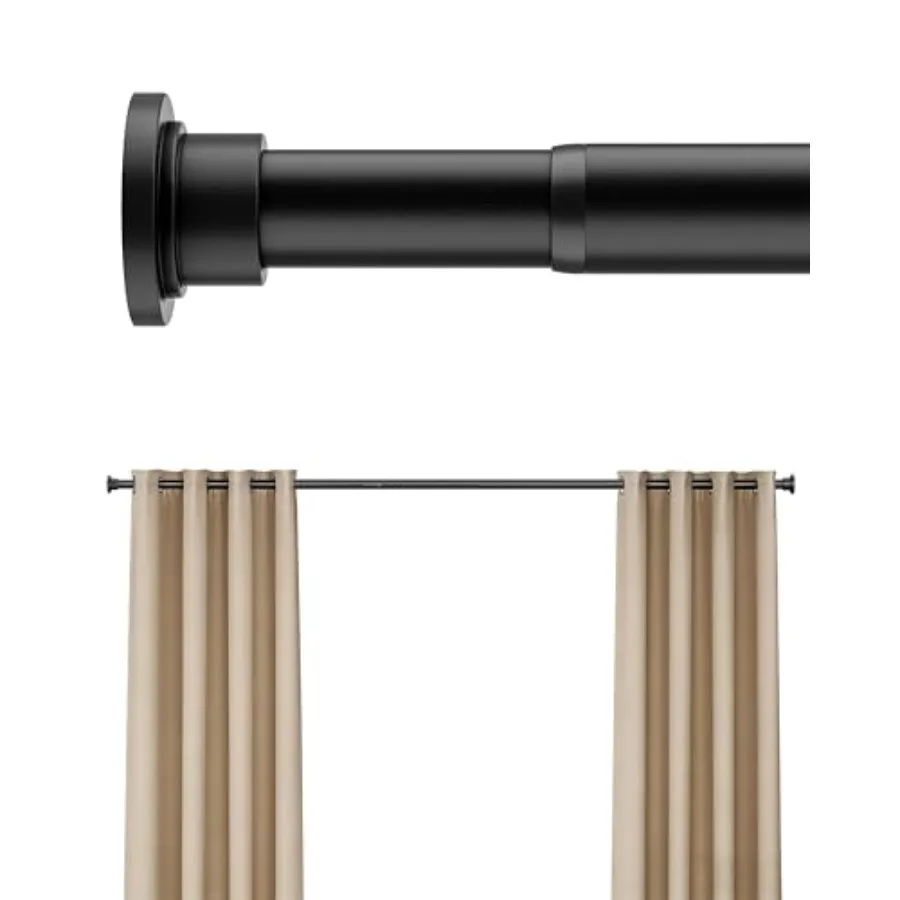 

Heavy Duty Tension Curtain Rod by, 42 to 123 Inches, Anti-Slip Spring Loaded Curtain Rods No Drilling, Apartment Renter Friendl