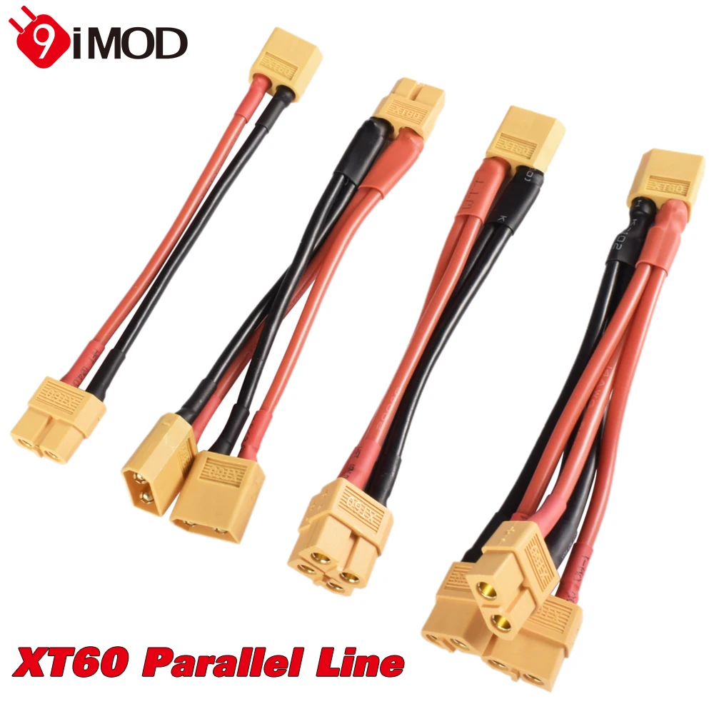 9IMOD XT60 Parallel Battery Connector Male/Female Cable Plug Dual Extension Y Splitter/3-Way for RC Battery Motor