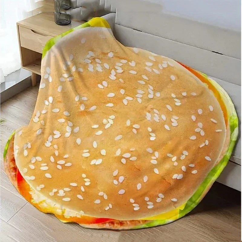 Hamburger And Fruit Print Flannel Throw Blanket | Warm & Cozy Soft Blanket for Couch, Bed, Travel & Home Decor Dropshipping