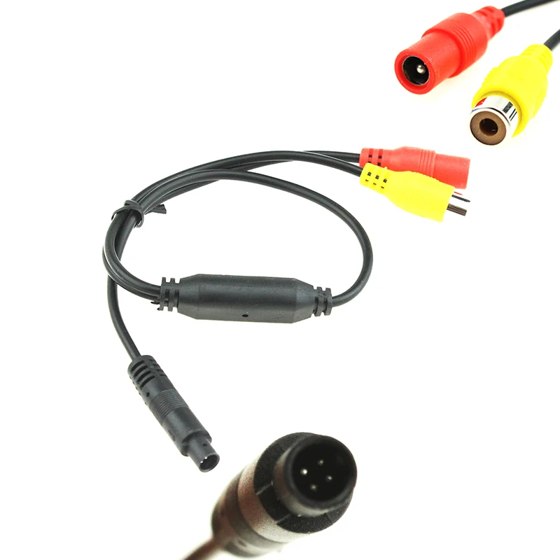 Car RCA CVBS Female To 4 PIN Male Conversion Cable For Rear View DVR Mirror Parking Monitors Connect Reversing Backup Camera