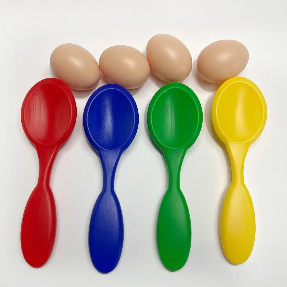 مجموعة واحدة من ملعقة موازنة بيض عيد الفصح، ملعقة موازنة البيض الممتعة، لعبة مسابقة الجري