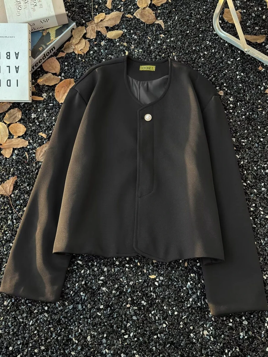 

Свободное мужское пальто Jaet 2024, весенне-осенняя уличная одежда, Гонконгское повседневное пальто, корейский тренд в стиле Харадзюку, полиэстер