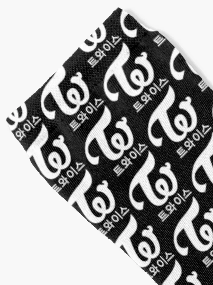 Twice Kpop logo Hangul Black White Socks christmas gift Wholesale Socks Men Women's