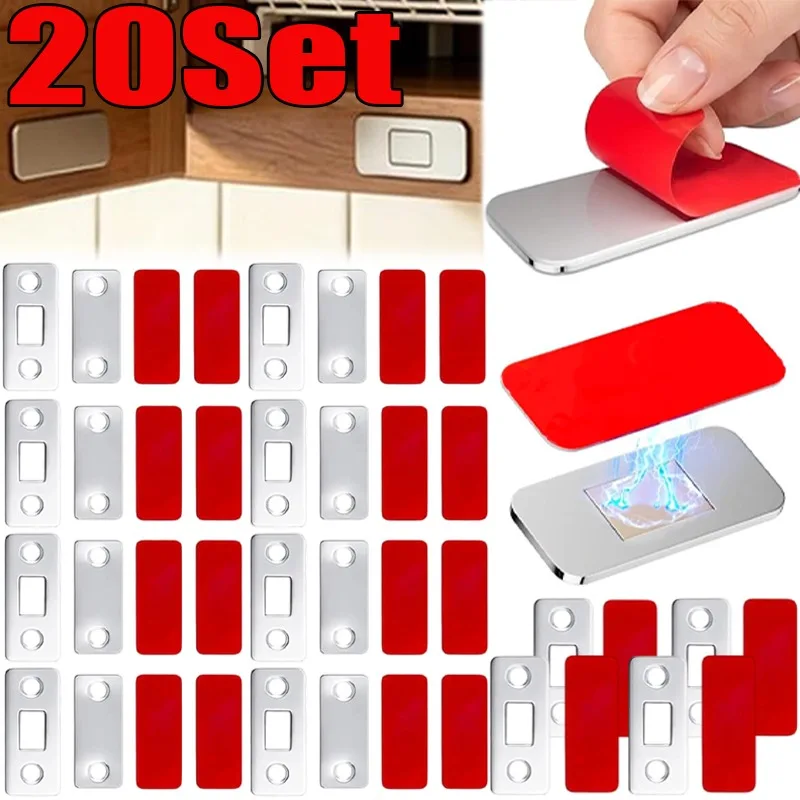 Cabinet Magnetic Catch Ultra Thin Door Magnets Latch Punch-free Adhesive Furniture Drawer Window Closures Latches Door Stop