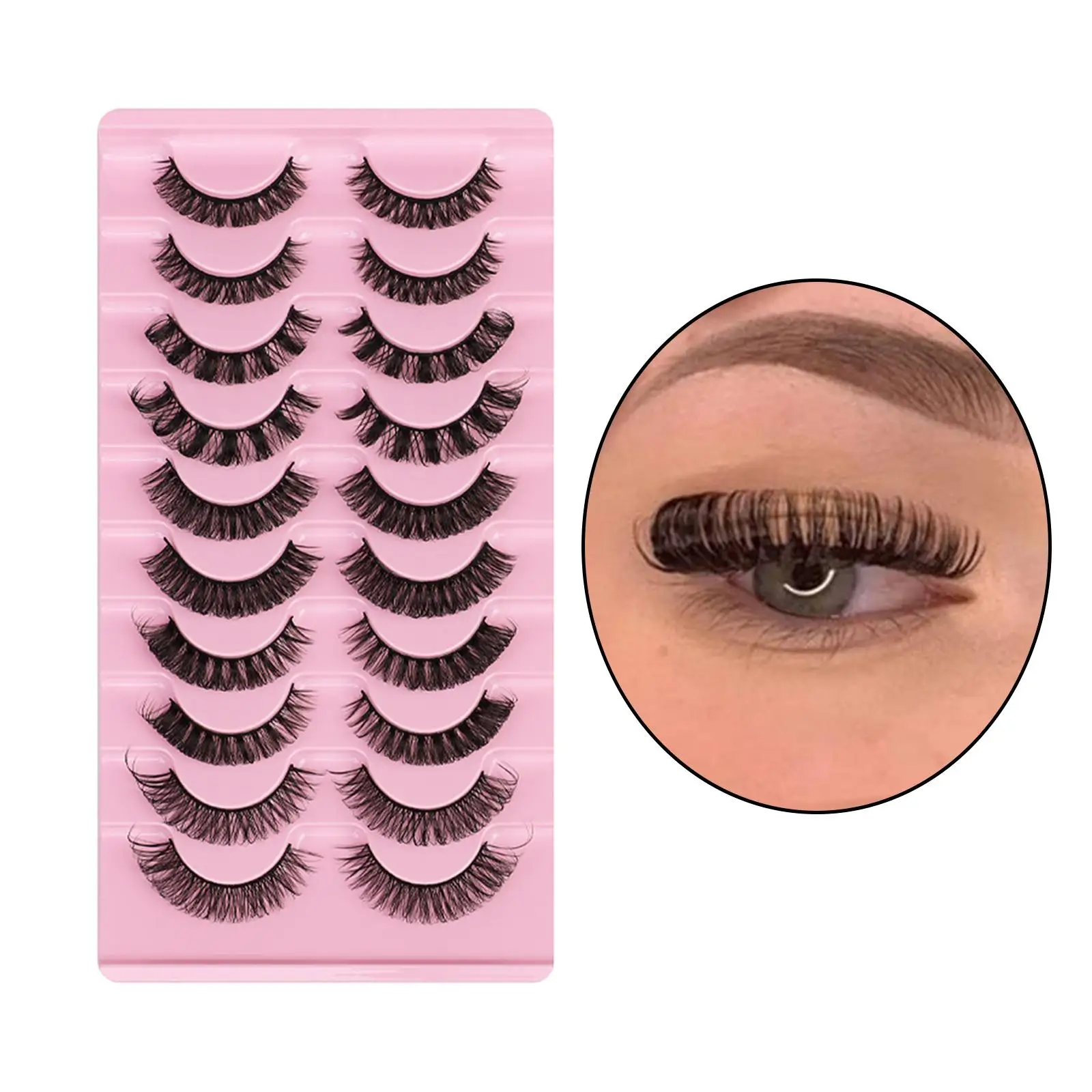 10 Pairs Russian Strip Lashes DD Curl False Eyelashes Accessories Handmade