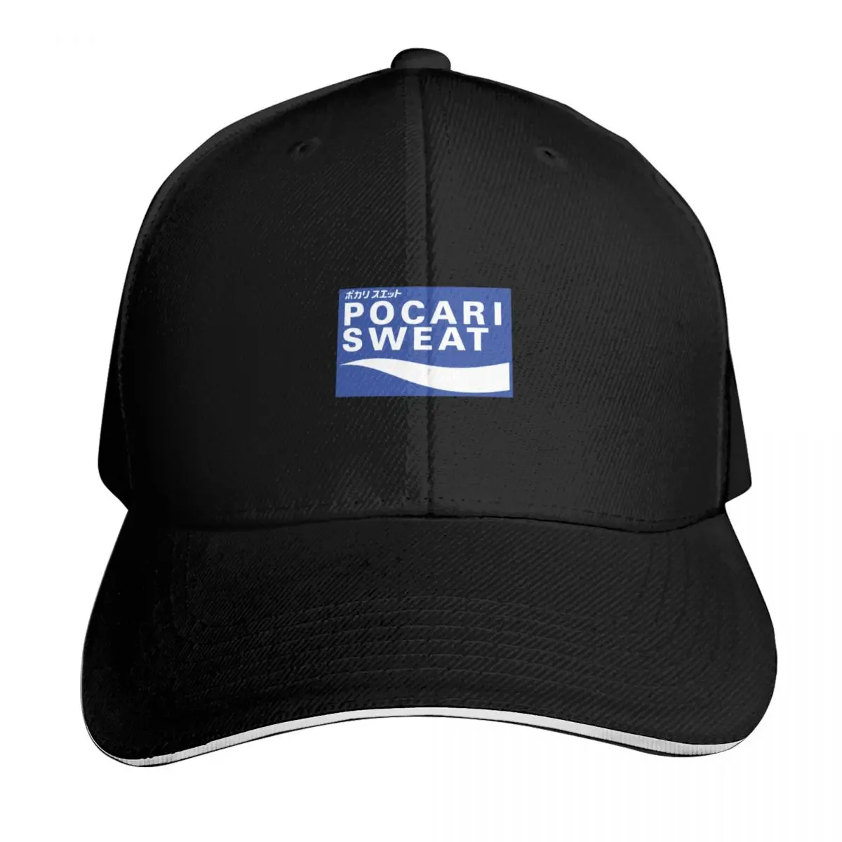 Pocari Sweat On Blue Background Baseball Cap Contrast Two Tone Brim Snapback Flat Bill Strapback Dad Hat