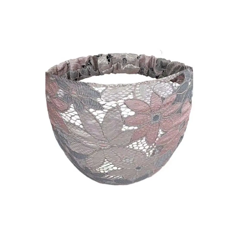 Fashion Non Slip Mesh Flower Headband Hair Hoop Lightweight Lace Hairbands Elastic Hair Accessories Wide Side Head Wrap Mother