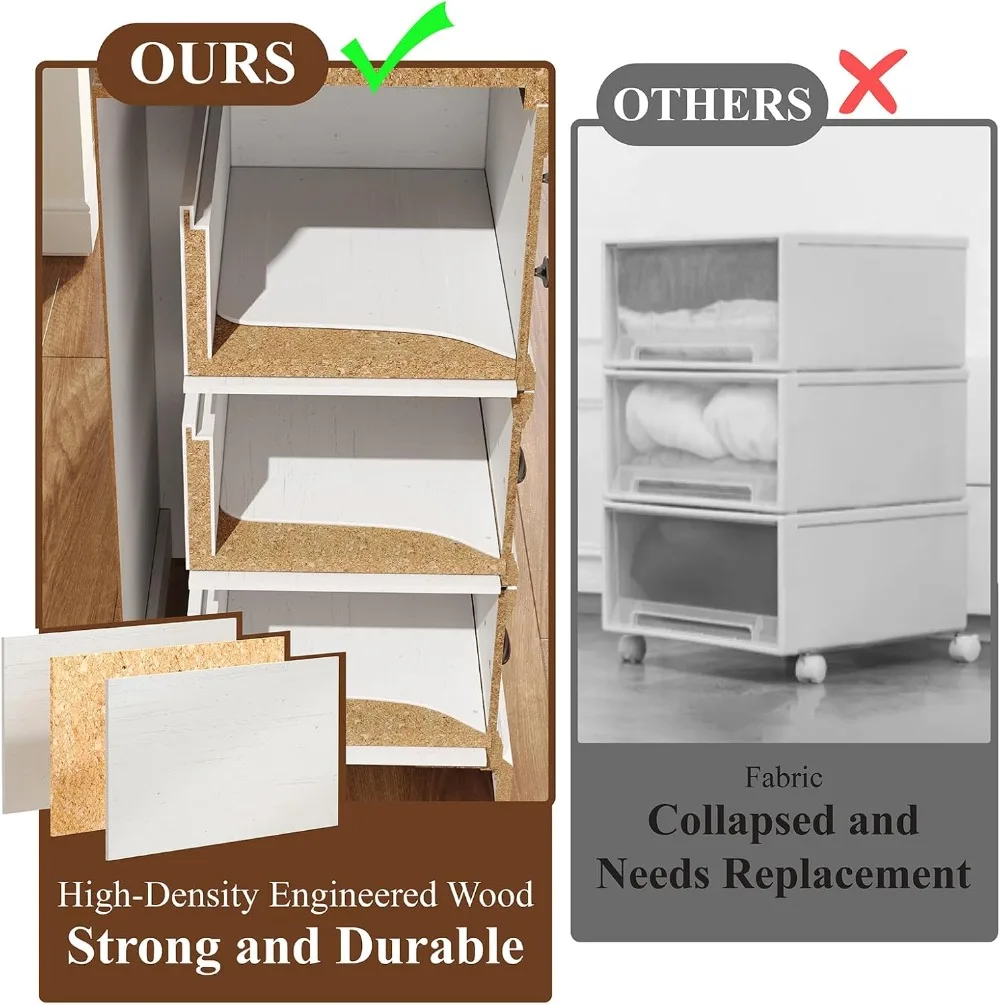 6 Drawer Dresser for Bedroom,Natural Wood Texture Chest Dresser with Zinc Alloy Handle