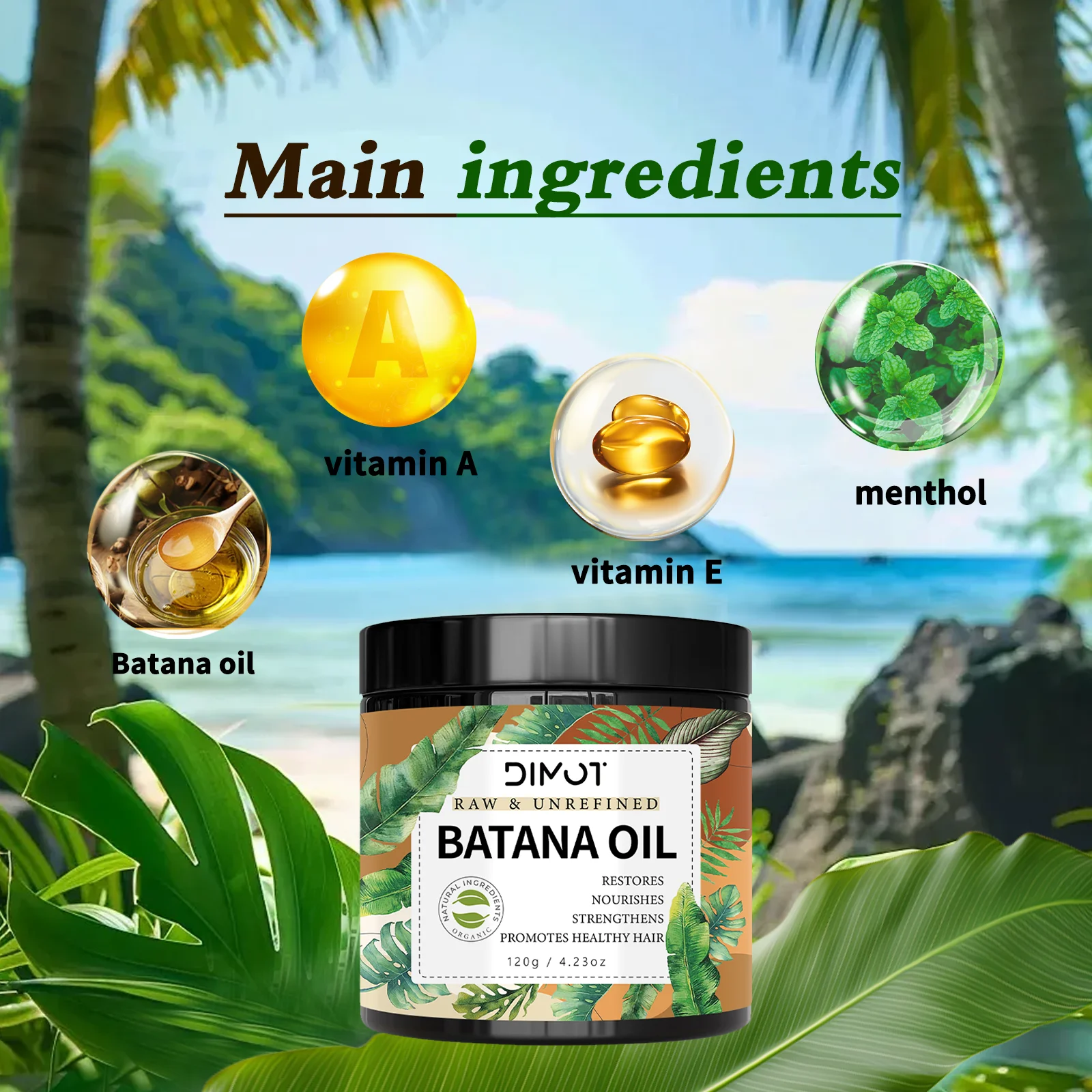 DIMOT 120 ml Batana-Öl für Haare, bruchsicher, nährende Kopfhaut, stärkt, wiederherstellend, gesunde Haarbehandlung, macht den Glanz weich und fügt