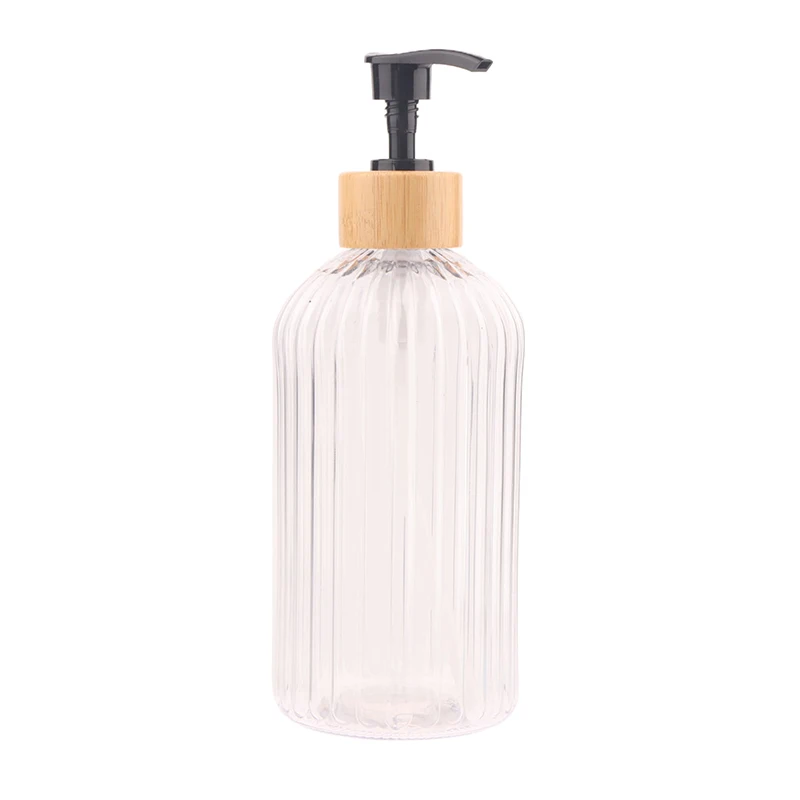 500ml Strip Soap Dispenser With Bamboo Pump Refillable Bottle Shampoo Conditioner  Body Wash Empty Container Bathroom Supplies