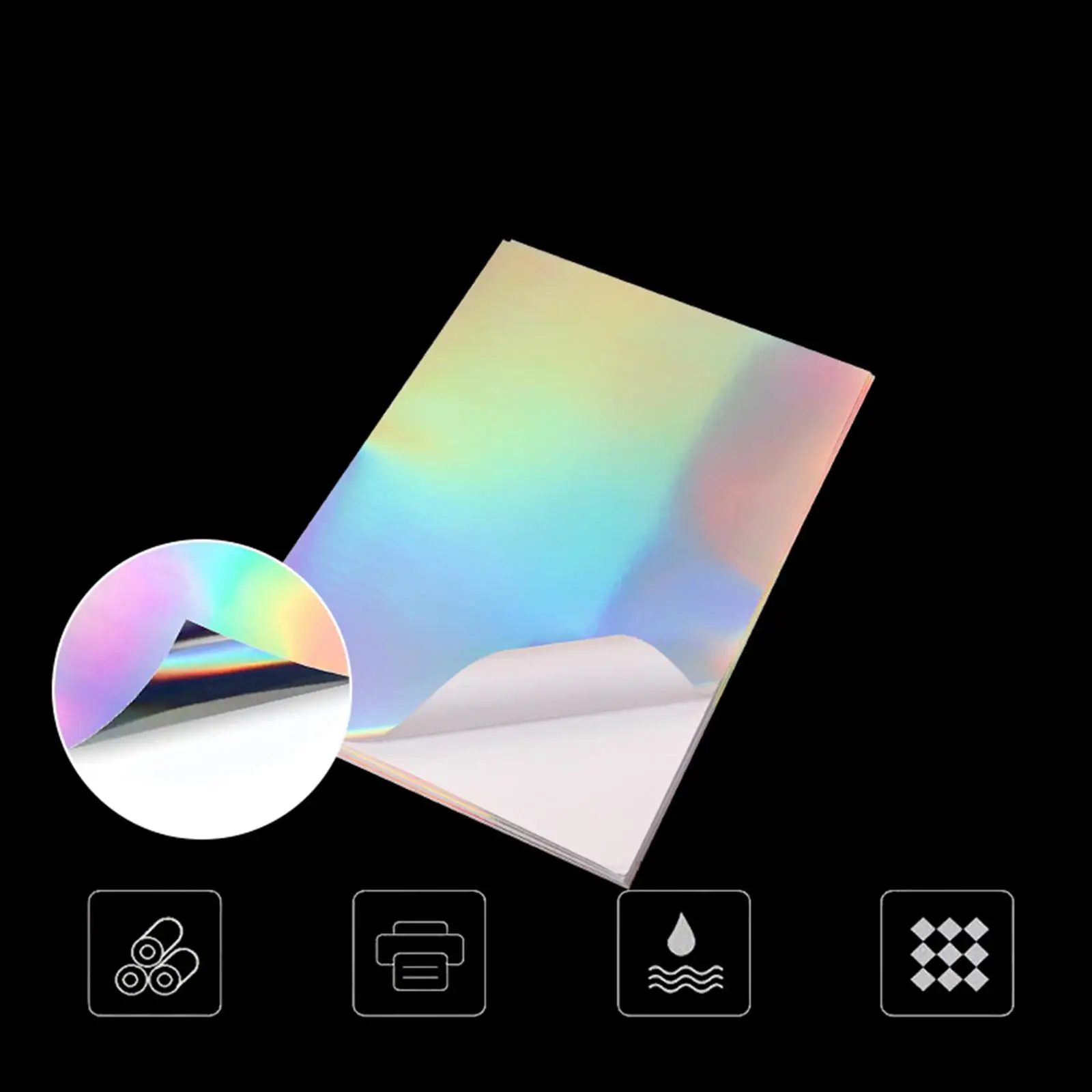 Holographic Sticker Paper Waterproof Glossy Dries Quickly Vivid Colors Rainbow Sticker for Inkjet Printer