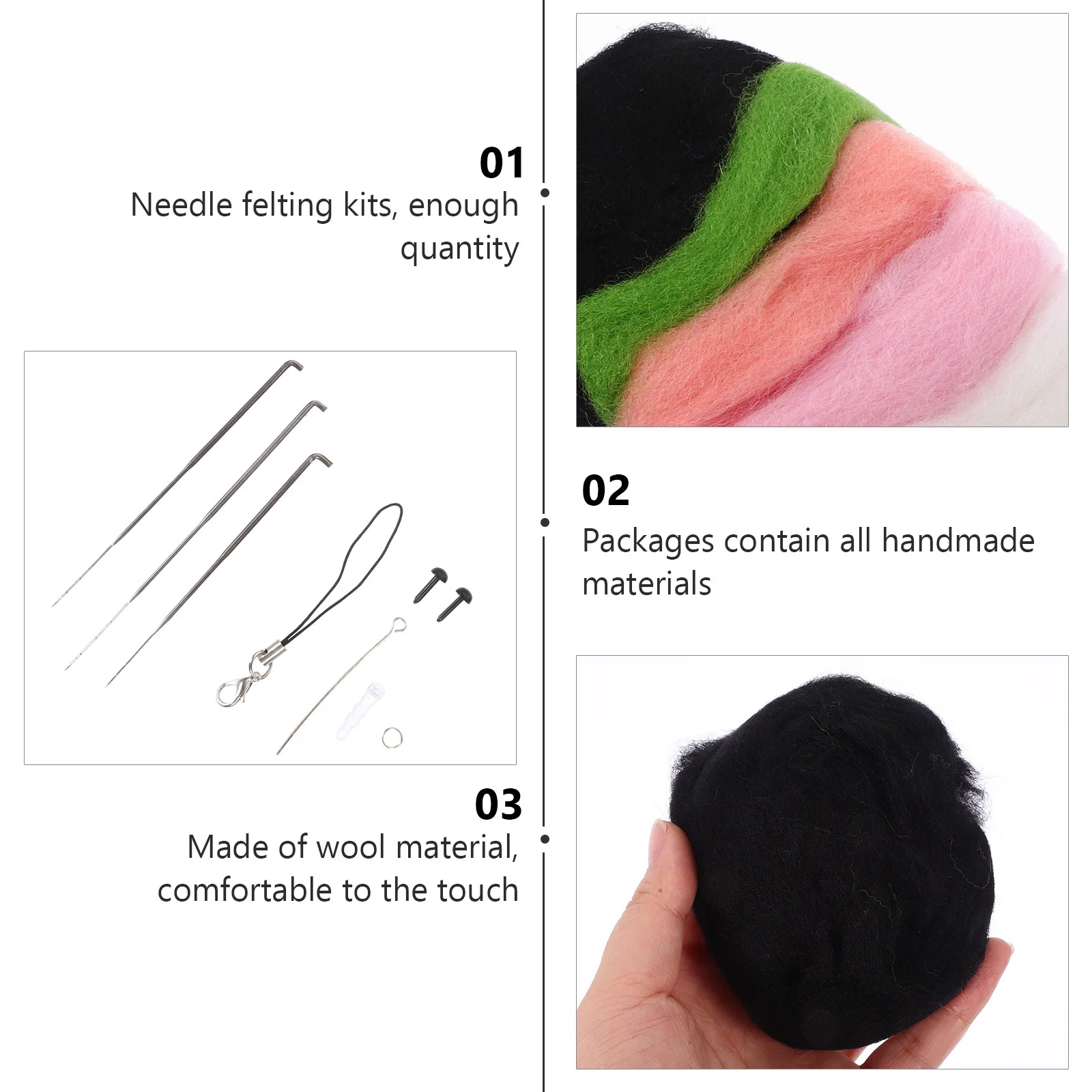 

DIY Wool Felt Kit Needle Felting Kits Complete Configuration Easy to Use Craft Supplies DIY Wool Felt Kit Needle Felting Kits