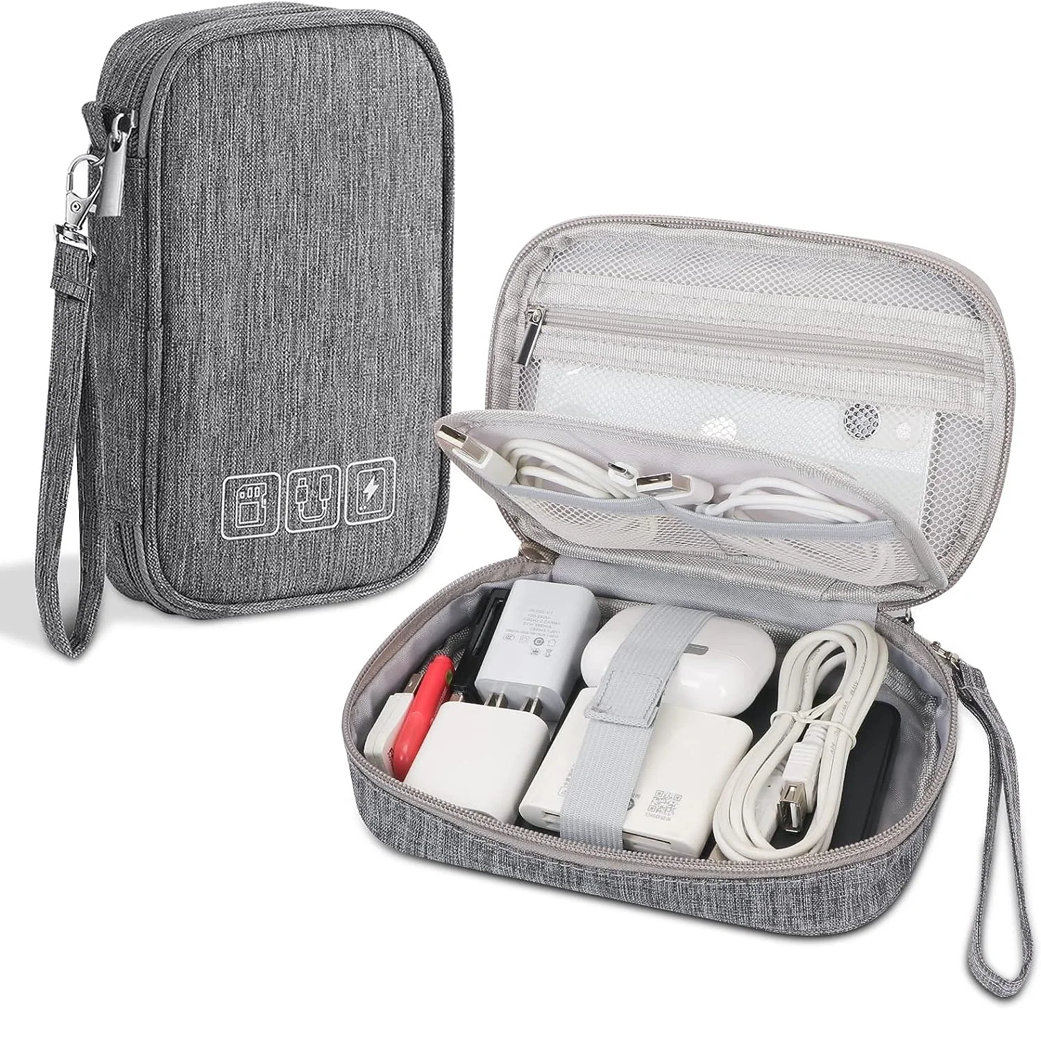 Large Capacity Storage Bag Data Cable Organizer Bag with Handle Multi-compartment Travel Accessories A7517