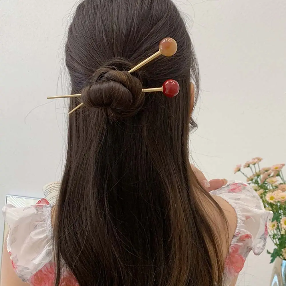 Women Hairpin Glass Beads Hairstyle Design Tool Chinese Style Headwear Hanfu Hair Sticks Ancient Headwear Ancient Style Hairpin