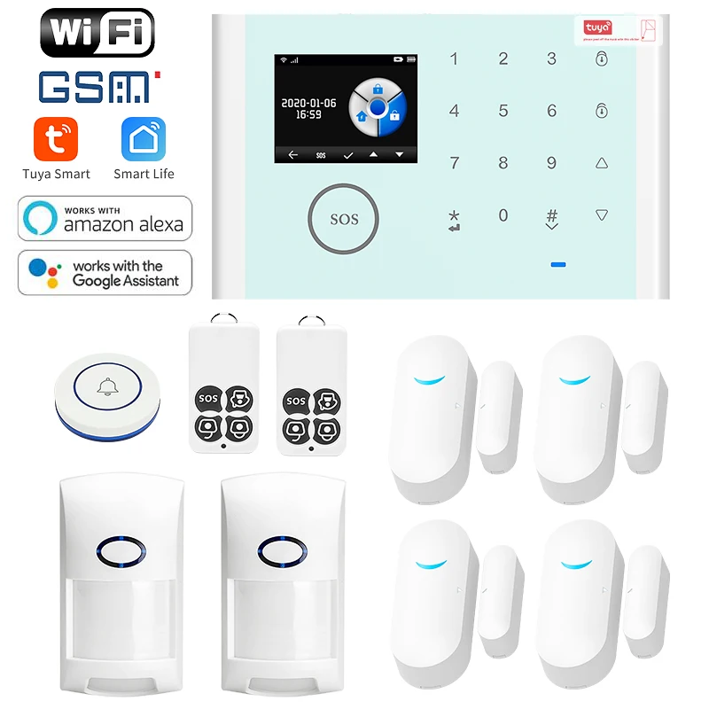 Wireless Wifi GSM sistema di allarme di sicurezza domestica allarme antifurto intrusione casa antifurto 433MHz per Tuya SmartLife APP allarme