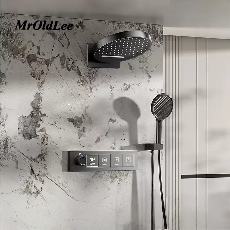 

Luxury Rainfall Shower System Set Ultimate Shower Experience Brass Mixer For Bathroom 3 Functions Shower Faucet in Wall Mounted