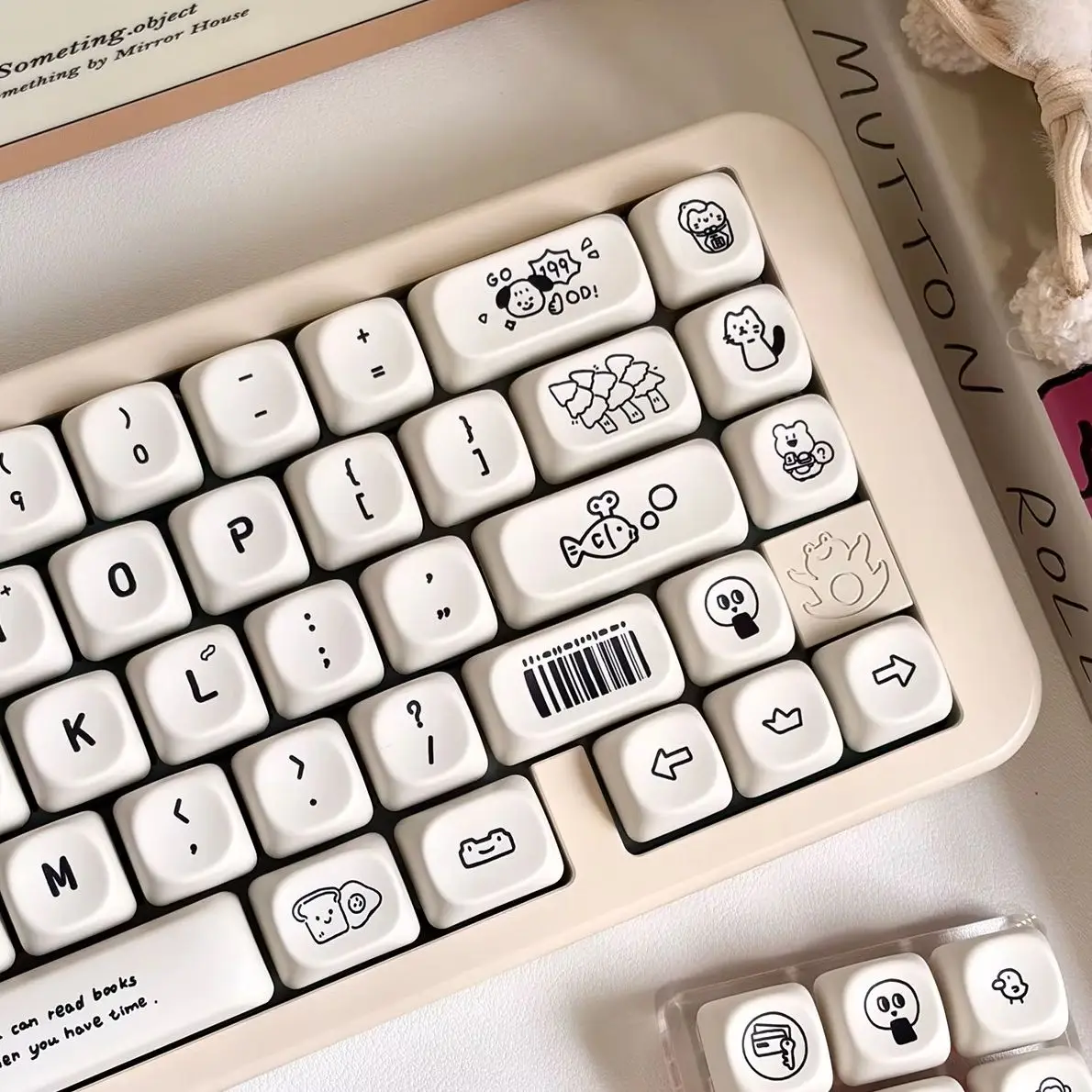 MAIMOOO Minimalist White Keycap Daily Pbt Sublimation Moa Cute White Keyboard Aula Ajazz Customized Keycaps