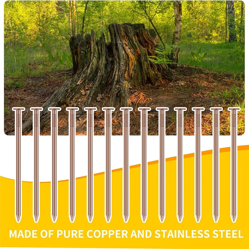 

A63X-Copper Nails Kit, 3.5 Inch Stump Removal Spikes,Pure Copper Nails, Stump Removal Tool For Trees Stumps Landscaping