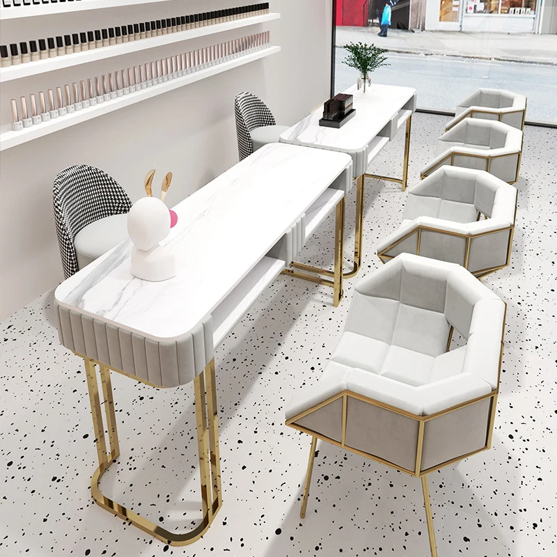 Cheap Salon Furniture Double Nail Technician Table Nails Desk and Chair Sets with Dust Collector
