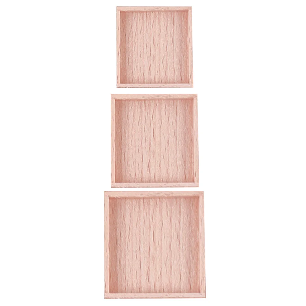 Bandeja de comida de 3 uds., Mini bandejas de madera para servir palés, almacenamiento en miniatura 1/12 05X45X53CM, accesorios de cocina, casa de