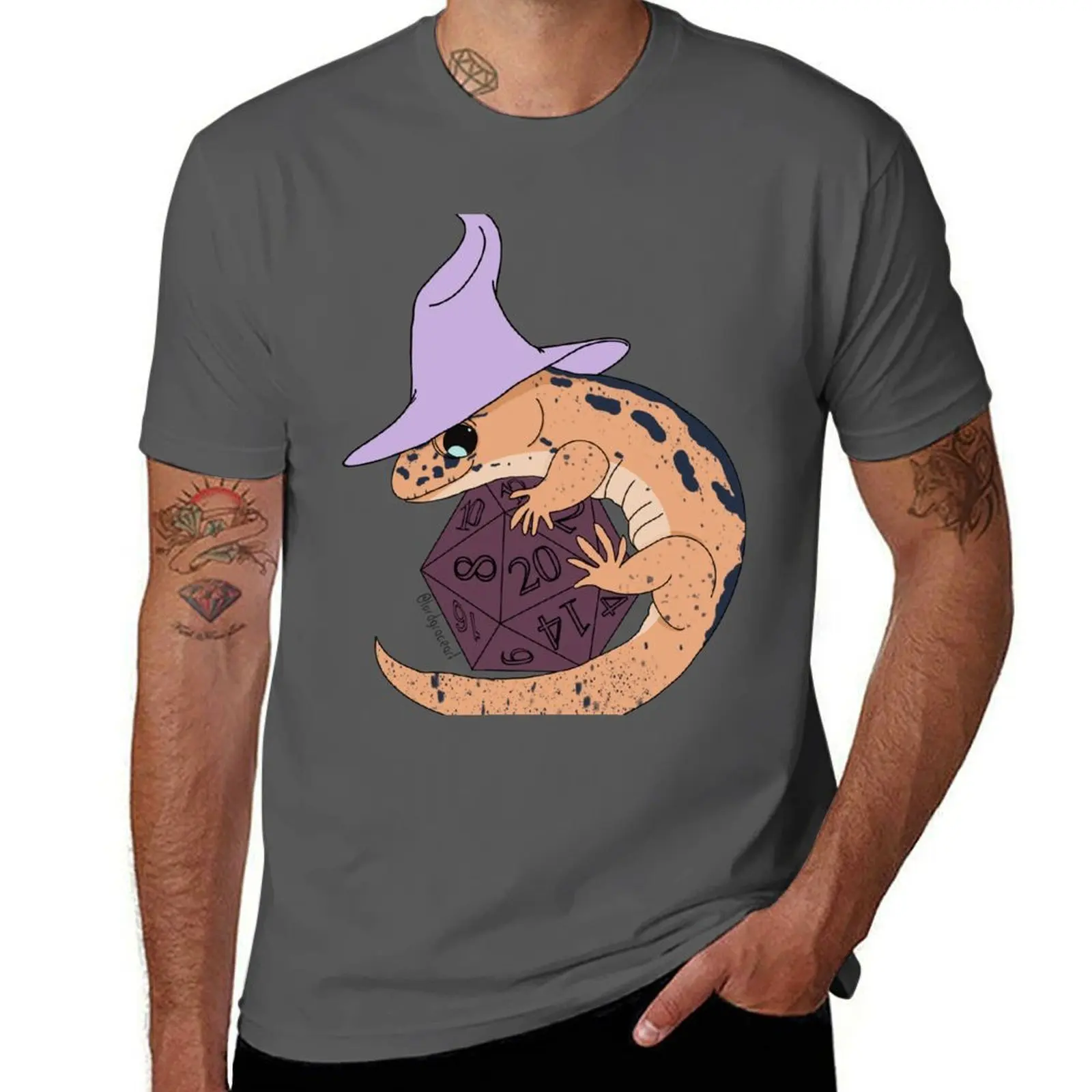 DnD Wizard Lizard- Perfectly Purple T-Shirt Graphic Print Short Sleeve T-Shirt