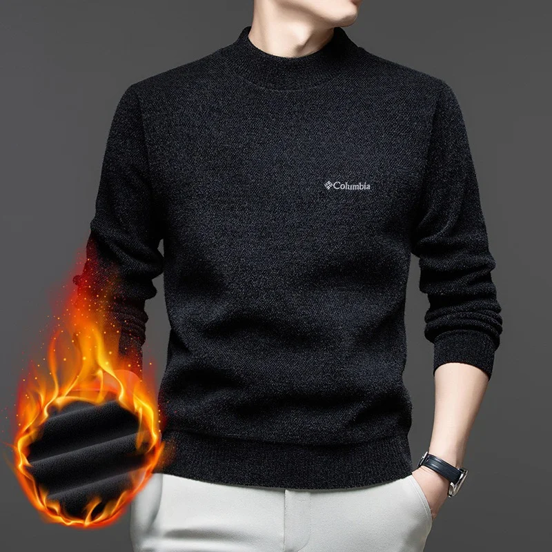 Высококачественный брендовый бархатный свитер, модная мужская одежда с вышивкой букв, зимний толстый теплый повседневный вязаный пуловер с круглым вырезом