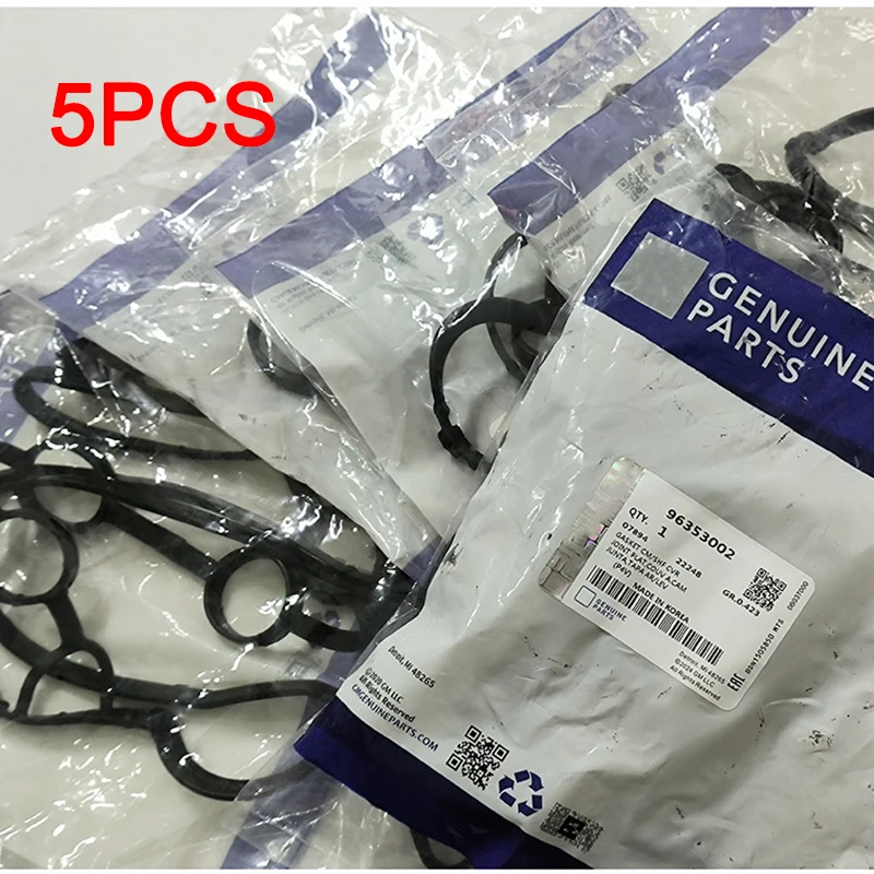 Couvercle de soupape de moteur d'origine, joint de couvercle d'arbre à cames, Chevolet Aveo Excelle 1.6L, Daewoo Lanos OEM #96353002, 5 pièces