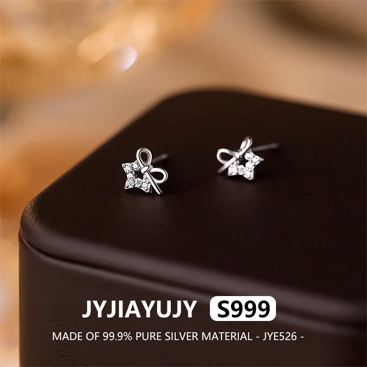 

JYJIAYUJY 100% цельно оригинальные серьги-гвоздики из чистого серебра S999 в наличии, модные ювелирные изделия с бантом, подарок на каждый день JYE526