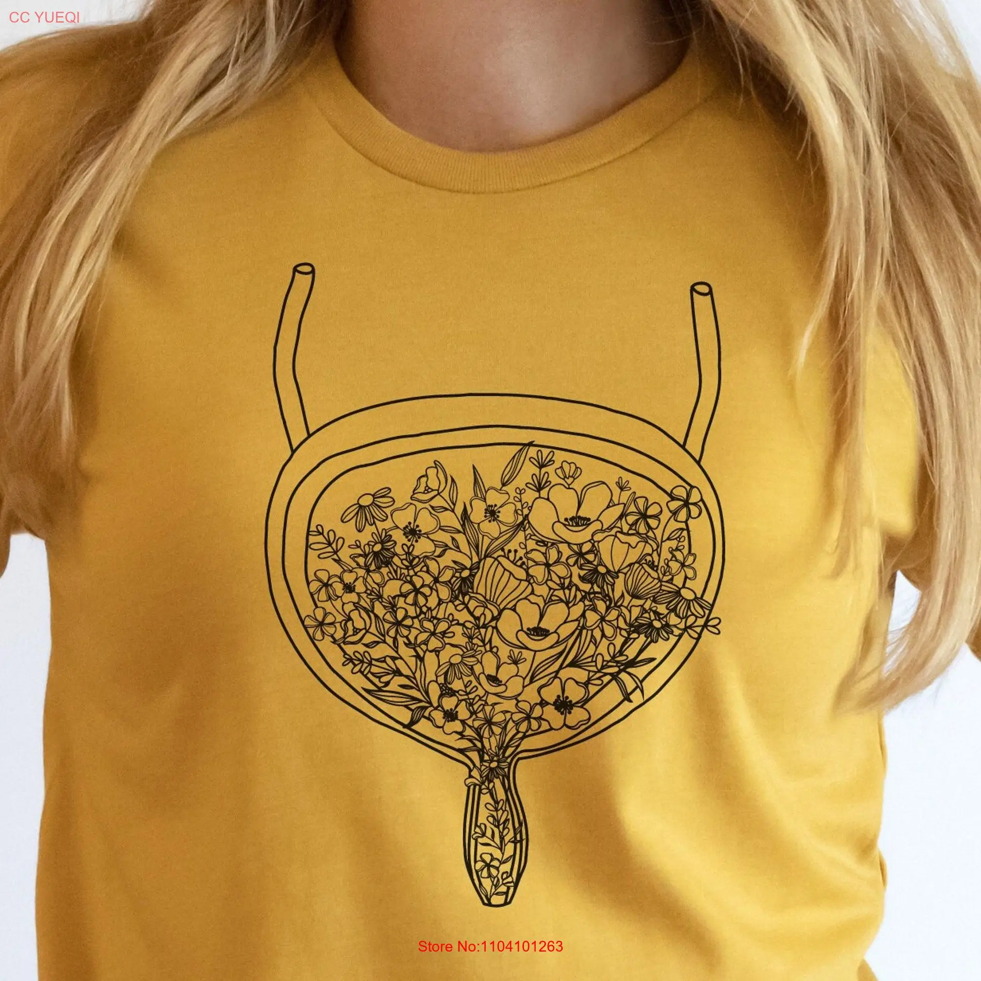 Floral Bladder T Shirt Anatomy Urology Urologist Interstitial Cystitis Cancer long or short sleeves