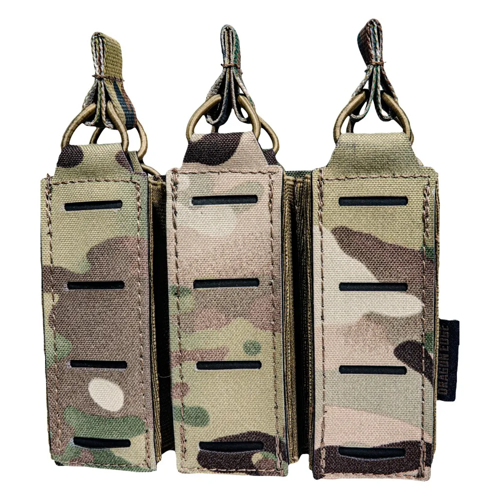 DRAGON EDGE Triple Mag Pouches Laser Cut 500D Nylon Molle Mag Pouch Tactical Magazine Pouch for 9mm Mags