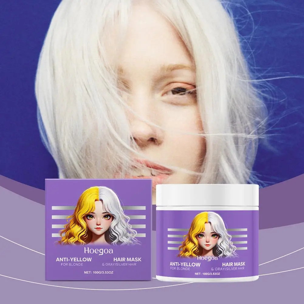 

Anti-Yellowing Hair Mask Purple Moisturizing Conditioner Frizzy Care Repair Moisturize Nourishing Hair Damaged Hair Smooth Y4P6