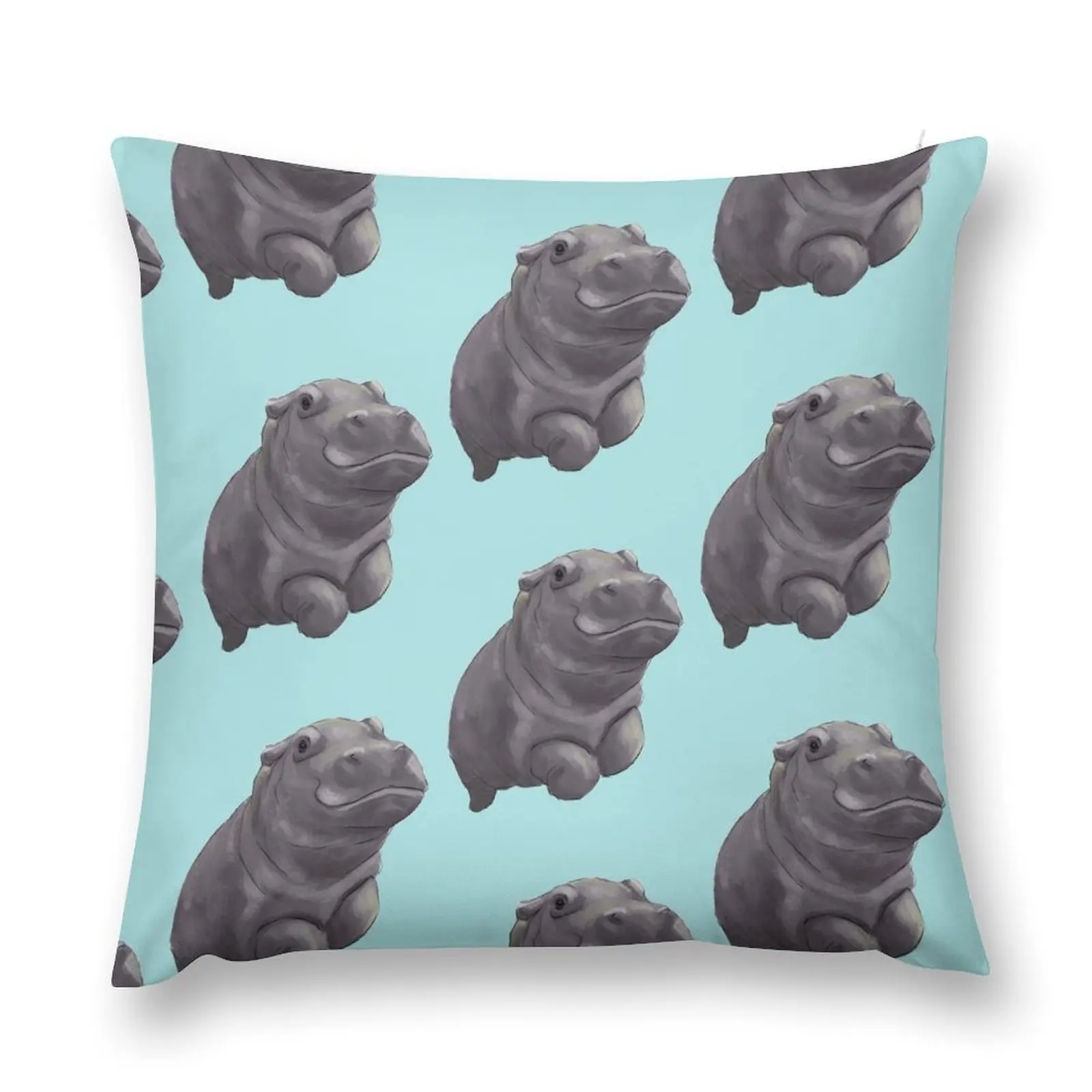 

Cute Painted Baby Hippo Swimming - Digital Painting Throw Pillow Pillow Cover Pillowcase Cushion pillow