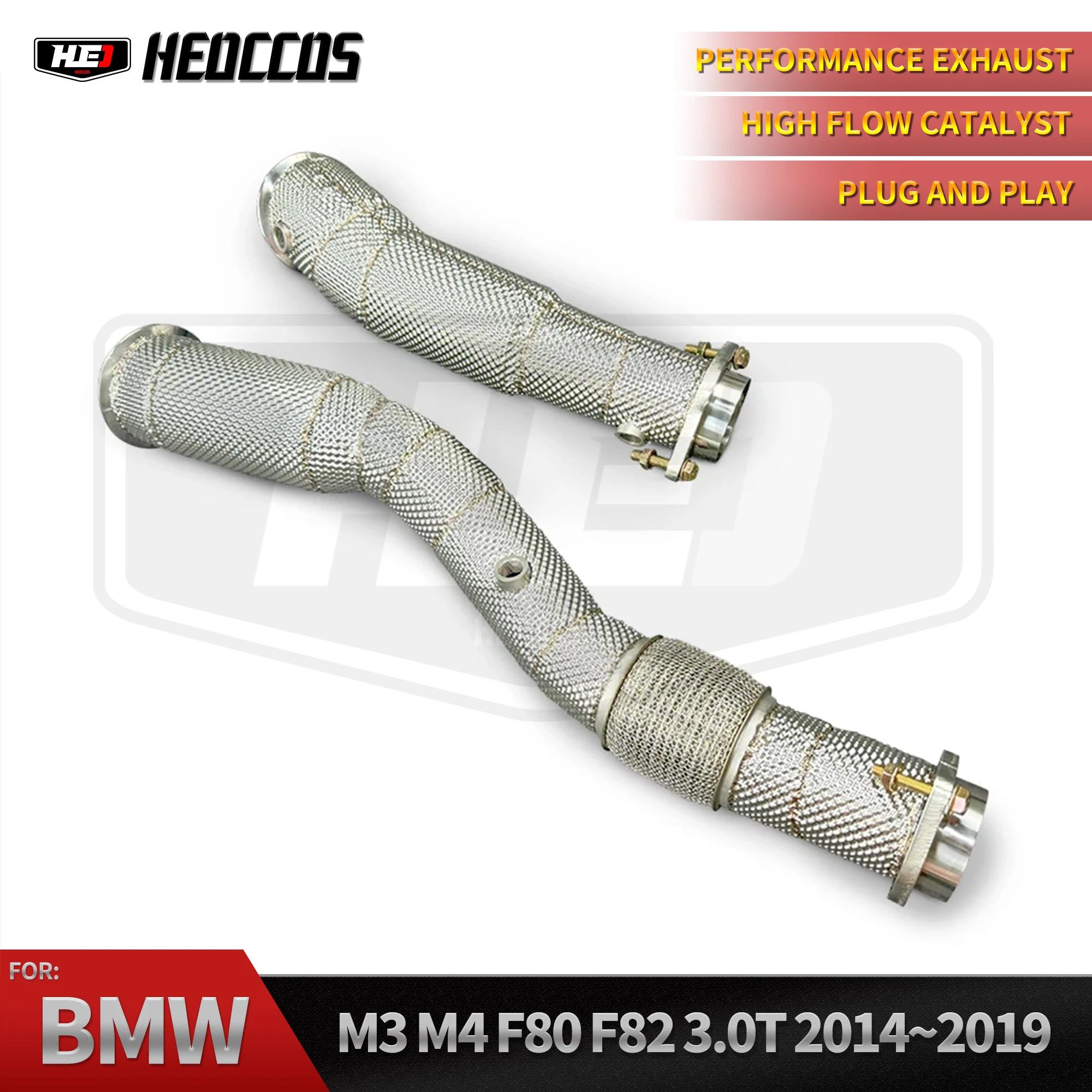 HEO Replacement Header Downpipe With Resonator Assembly For BMW S55 3.0T G80 M3 G82 M4 Aftermarket Exhaust Component