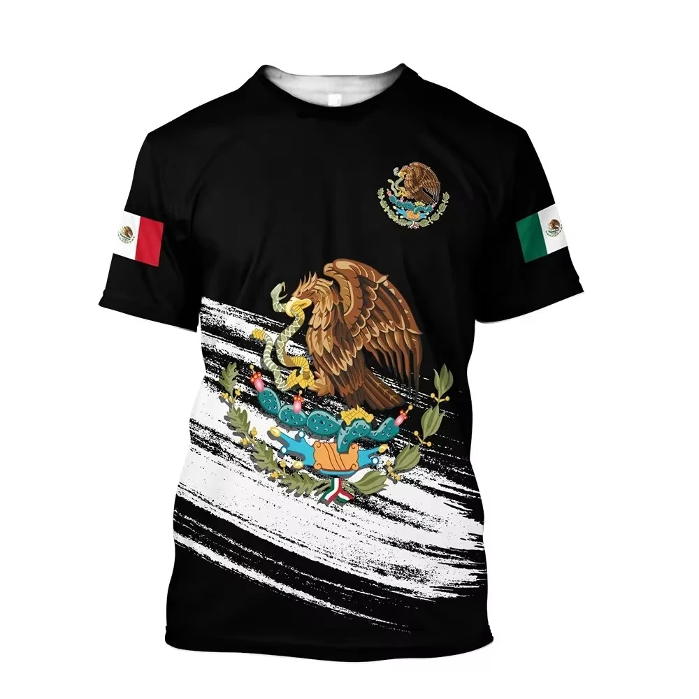 Children's Clothing Boys Summer Fashion Mexico Flag 3d Graphic Print T Shirt Short Sleeve Vibrant Colors Perfect for Casual Wear