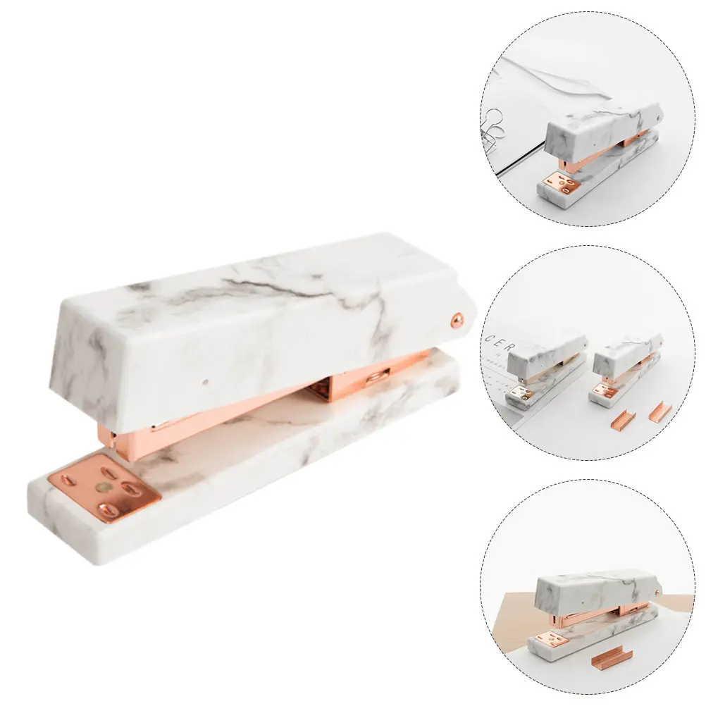 

Delicate Marbling Design Stapler Exquisitely Made Vibrant Color Peel-Resistant Portable Stapling Machine for Office Home School