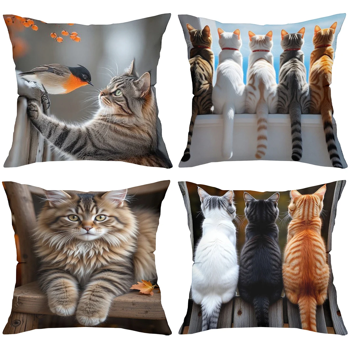 Pillow Cases Anime Pillow Cases Embroidered Cute Cat Pillows With Different Cat Images For Home Polyester pillowcase, sofa
