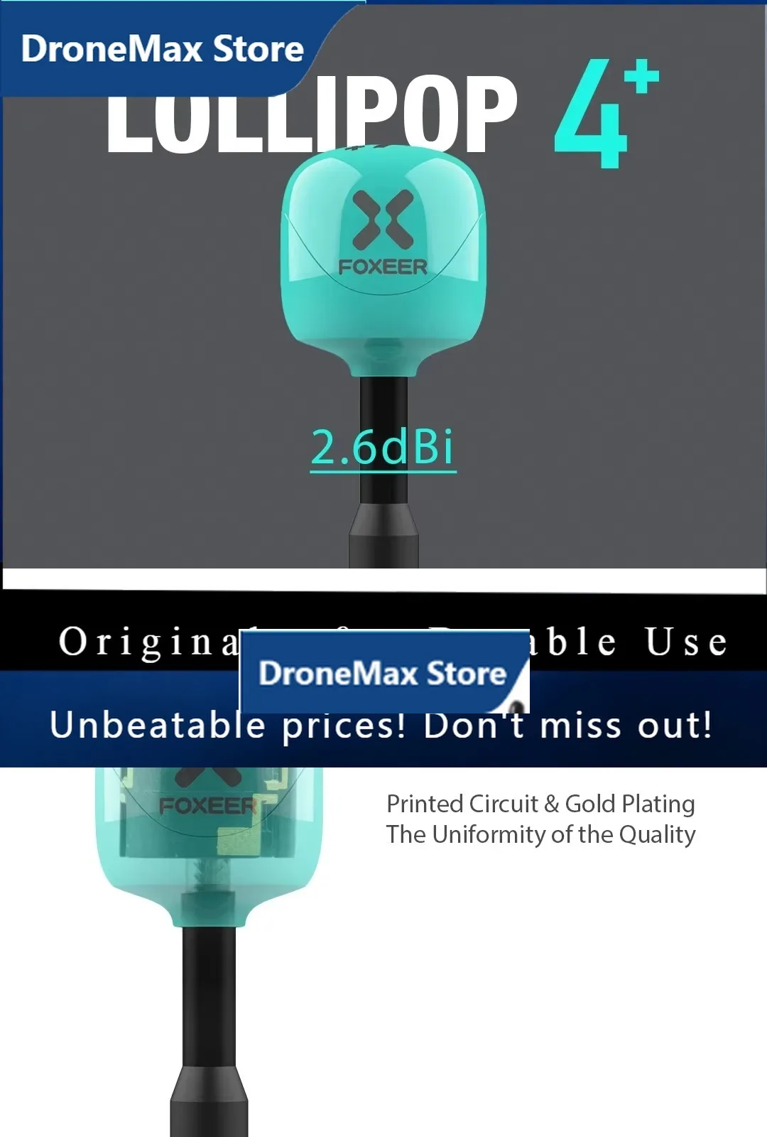 DroMa2PCS Foxeer Antenna Lollipop 4 Plus 4+ FPV Antenna 5.8G 2.6Dbi RHCP SMA RPSMA UFL MMCX FPV Omni LDS Antenna For FPV Drone