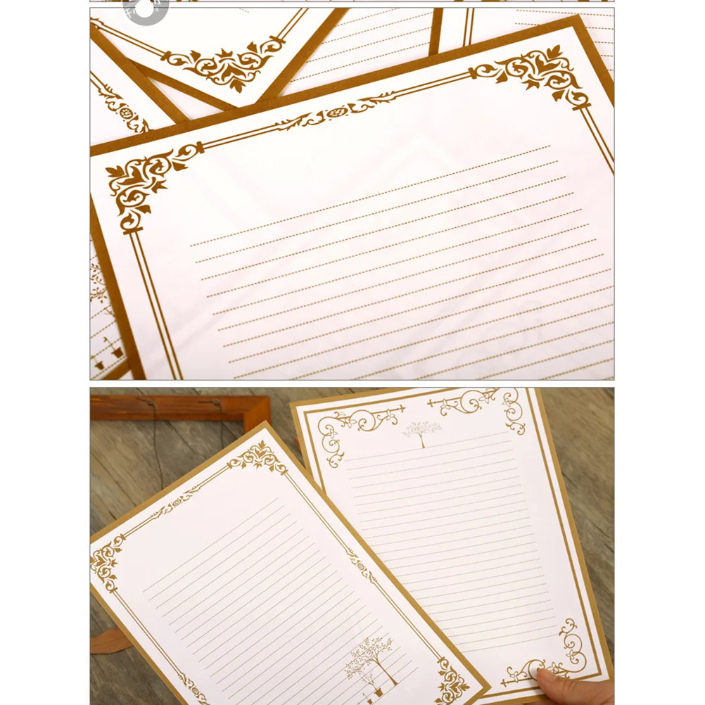 8pcs Retro Vintage Kraft Writing Paper Set Floral Letter Stationery Smooth Premium Note Paper For Friends Handcraft Use (4