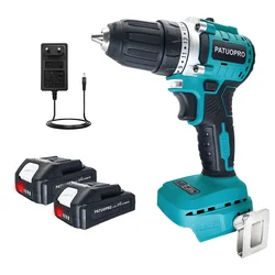21V Rechargeable Brushless Cordless Drill 10mm Electric Hand Drill Screwdriver 2 Speed 23 Torque with Battery and Charger